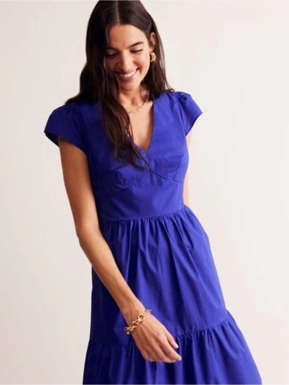 Boden May Cotton Midi Dress, Cobalt Blue, 16/18